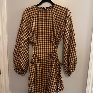 Nasty Gal Black/Tan plaid mini dress cutout